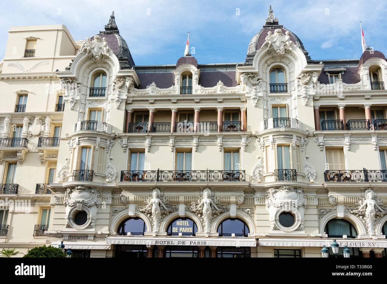 Hôtel de Paris Montecarlo nel Principato di Monaco, sulla Côte d'Azur sulla costa mediterranea nel sud della Francia Foto Stock