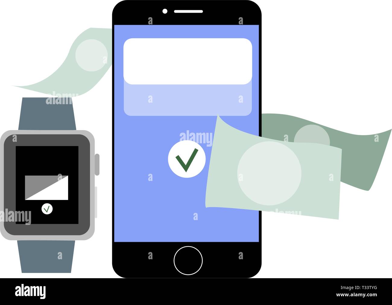 Il pagamento elettronico, di trasferimento di denaro. Vector business pagamento online, denaro transazione figura piana Illustrazione Vettoriale