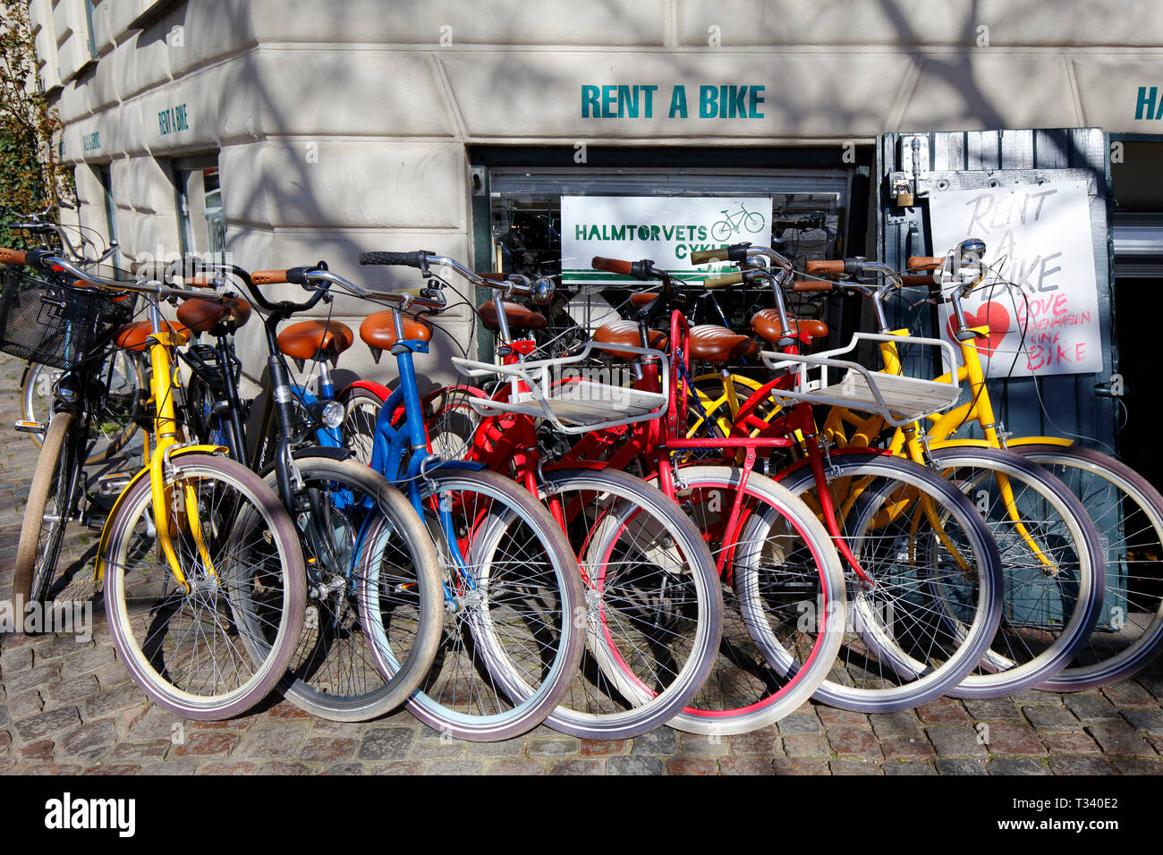 Noleggiare una bici posto a Copenhagen, Danimarca Foto Stock