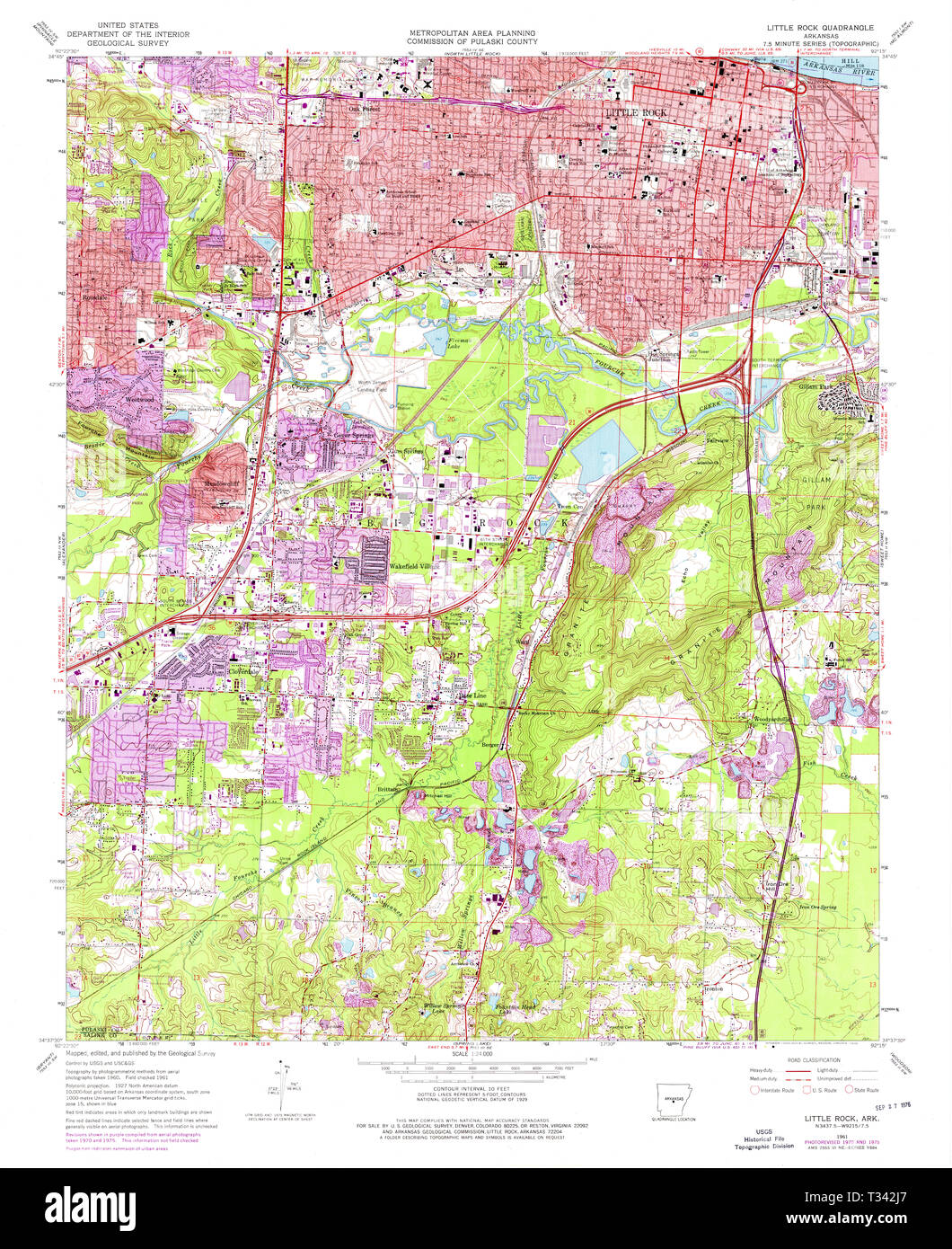 USGS TOPO Map Arkansas AR Little Rock 258941 1961 24000 Restauro Foto Stock