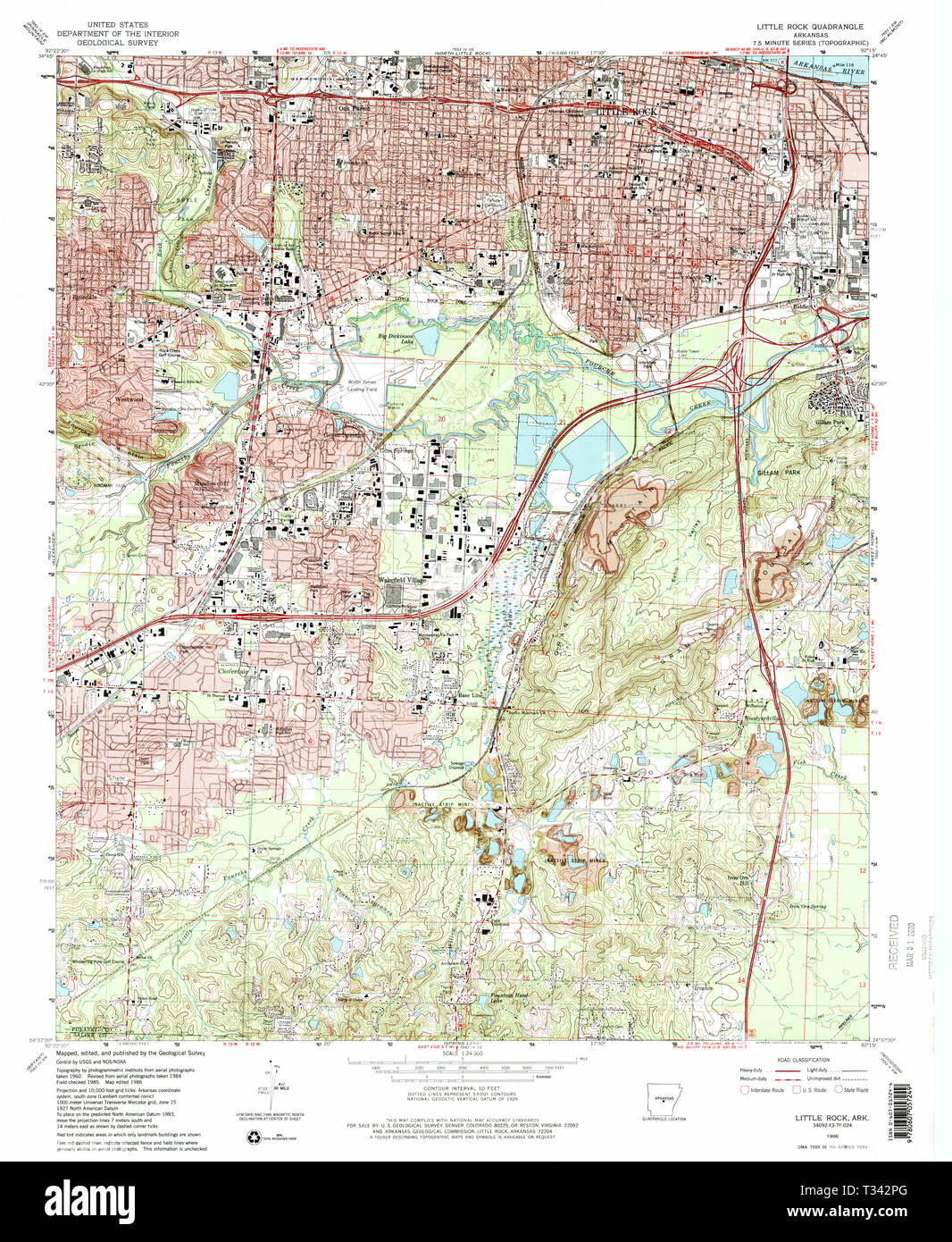 USGS TOPO Map Arkansas AR Little Rock 258944 1986 24000 Restauro Foto Stock