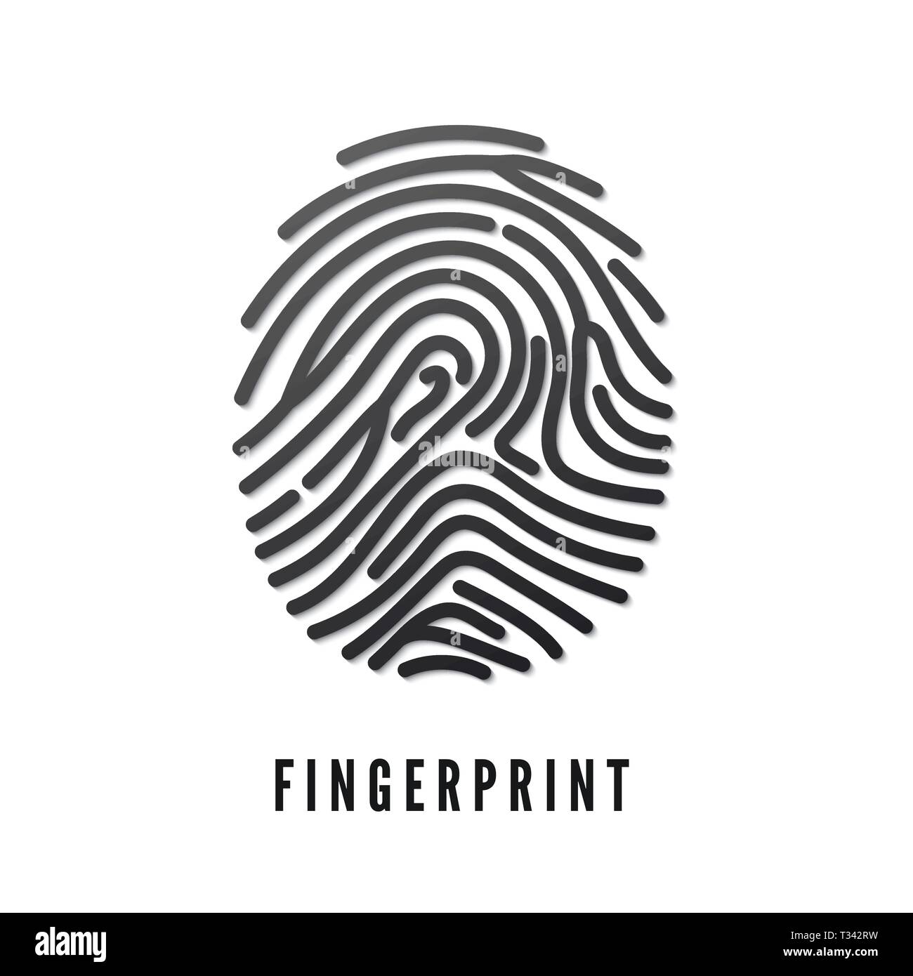 Nero di impronte digitali di volume shadow whit isolati su sfondo bianco. Illustrazione Vettoriale Illustrazione Vettoriale