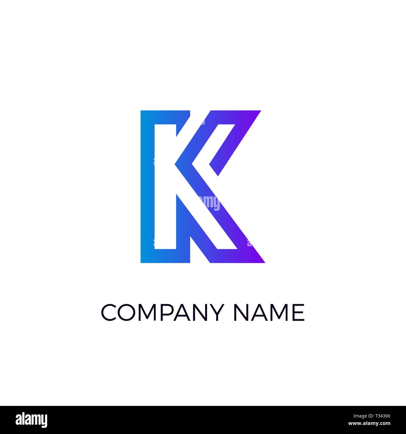 Lettera logotipo. Appartamento minimalista logo blu. Illustrazione di vettore isolato su sfondo bianco. Illustrazione Vettoriale