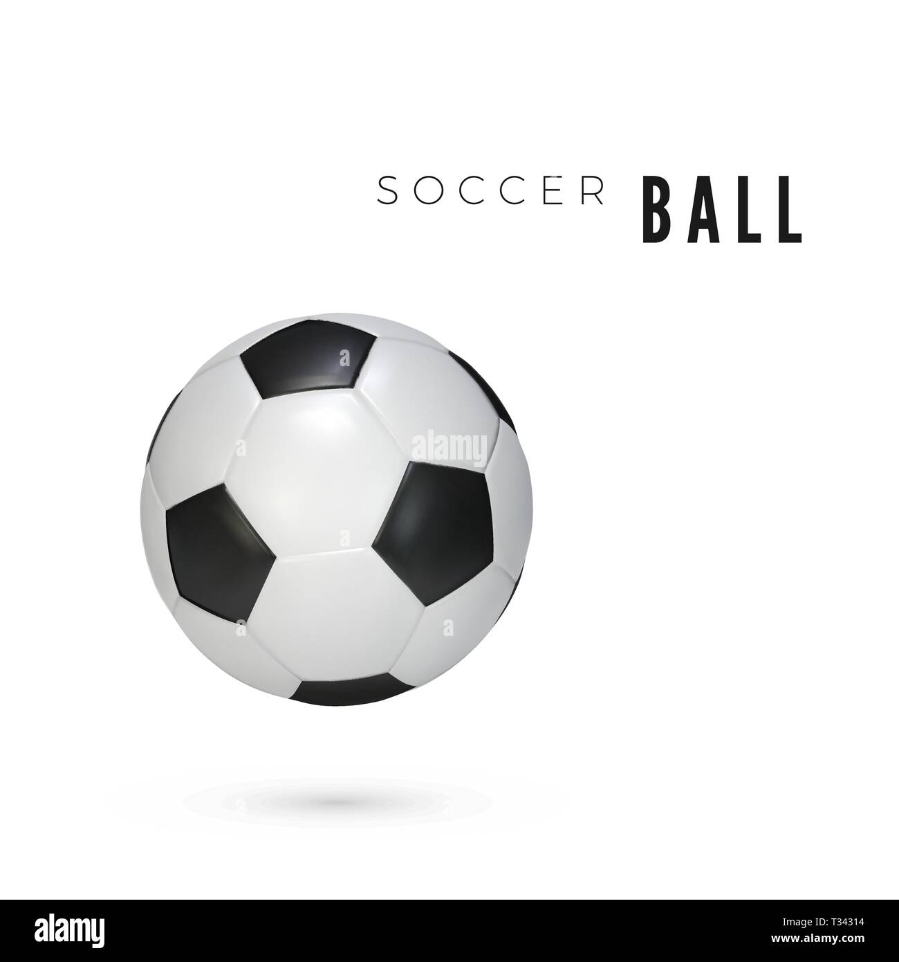 Pallone da calcio con l'ombra. Una palla di cuoio isolato su bianco bavkground. Illustrazione Vettoriale Illustrazione Vettoriale