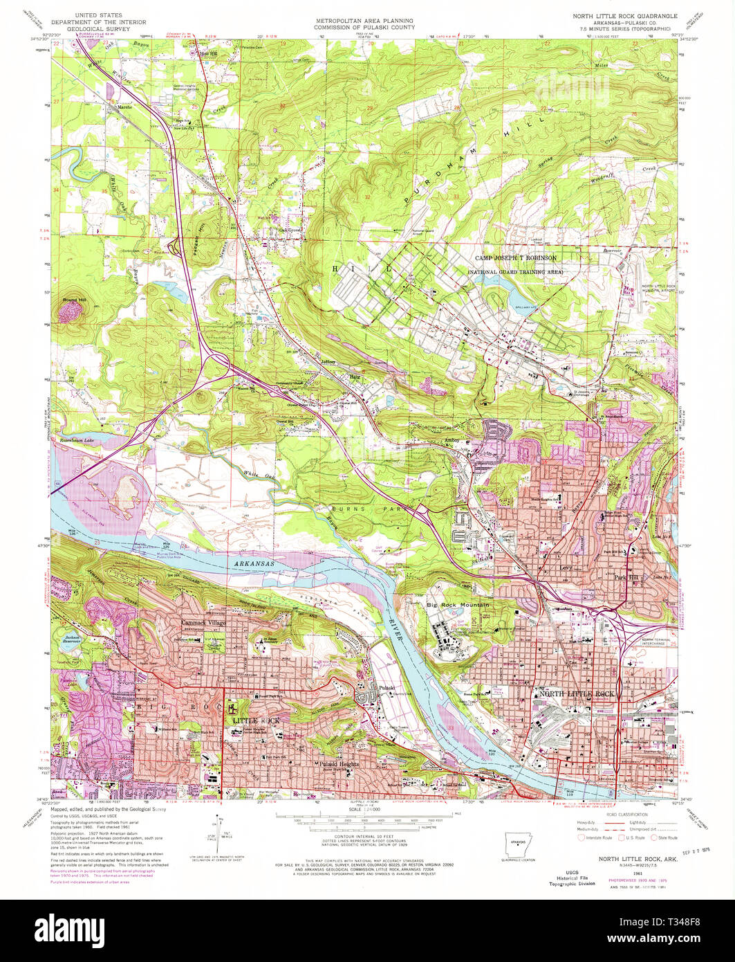 USGS TOPO Map Arkansas AR North Little Rock 259273 1961 24000 Restauro Foto Stock