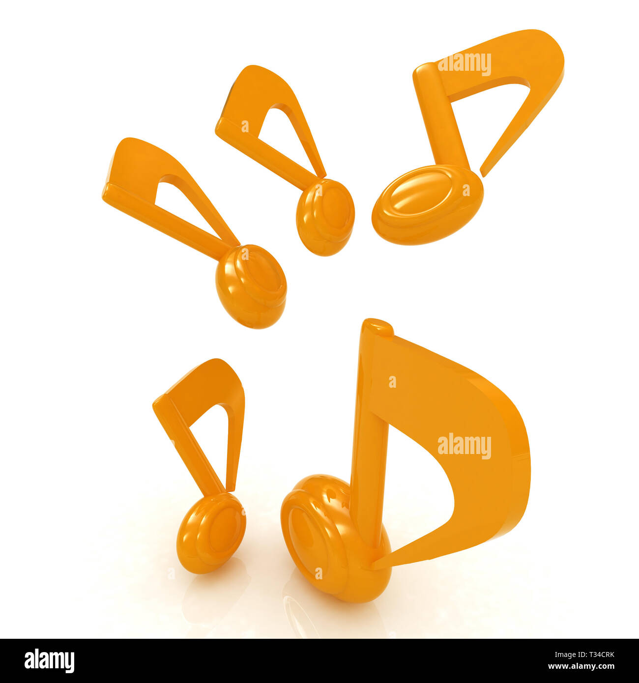 Giallo note musicali. 3D render Foto Stock