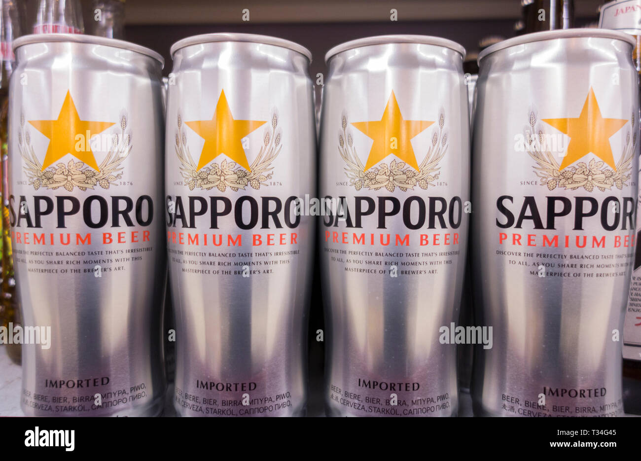 Importati Sapporo birra Premium su un supermaket shelt NEL REGNO UNITO Foto Stock