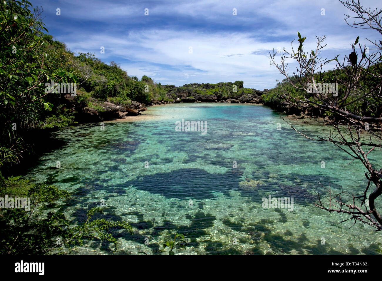 Laguna tropicale, Sumba, Nusa Tenggara orientale, Indonesia Foto Stock