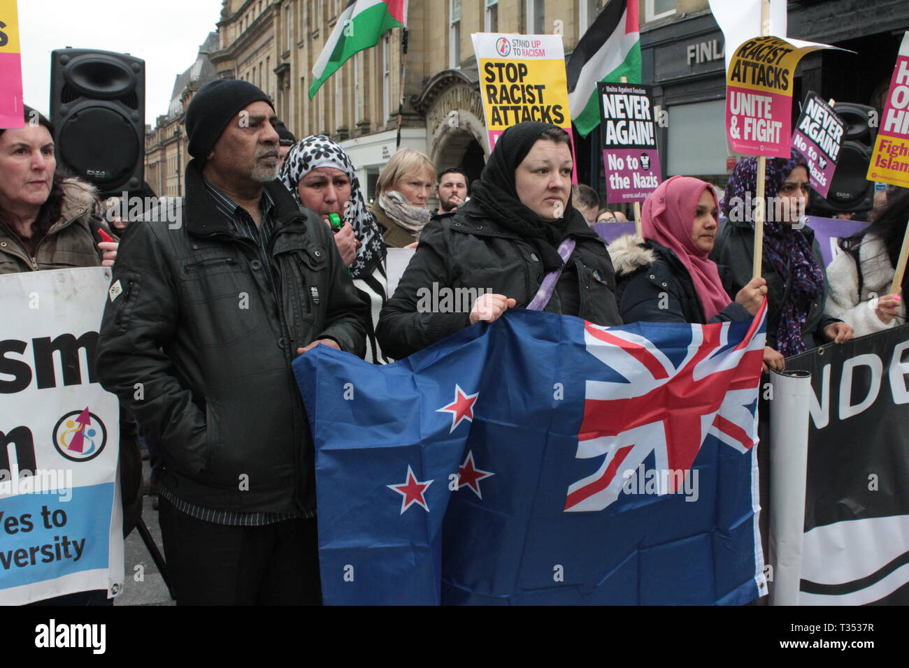 Newcastle upon Tyne, Regno Unito. 6 Aprile, 2019. Newcastle la Comunità Musulmana di solidarietà con Christchurch & Bahr Academy attacchi. DavidWhinham/Alamy Live News Foto Stock