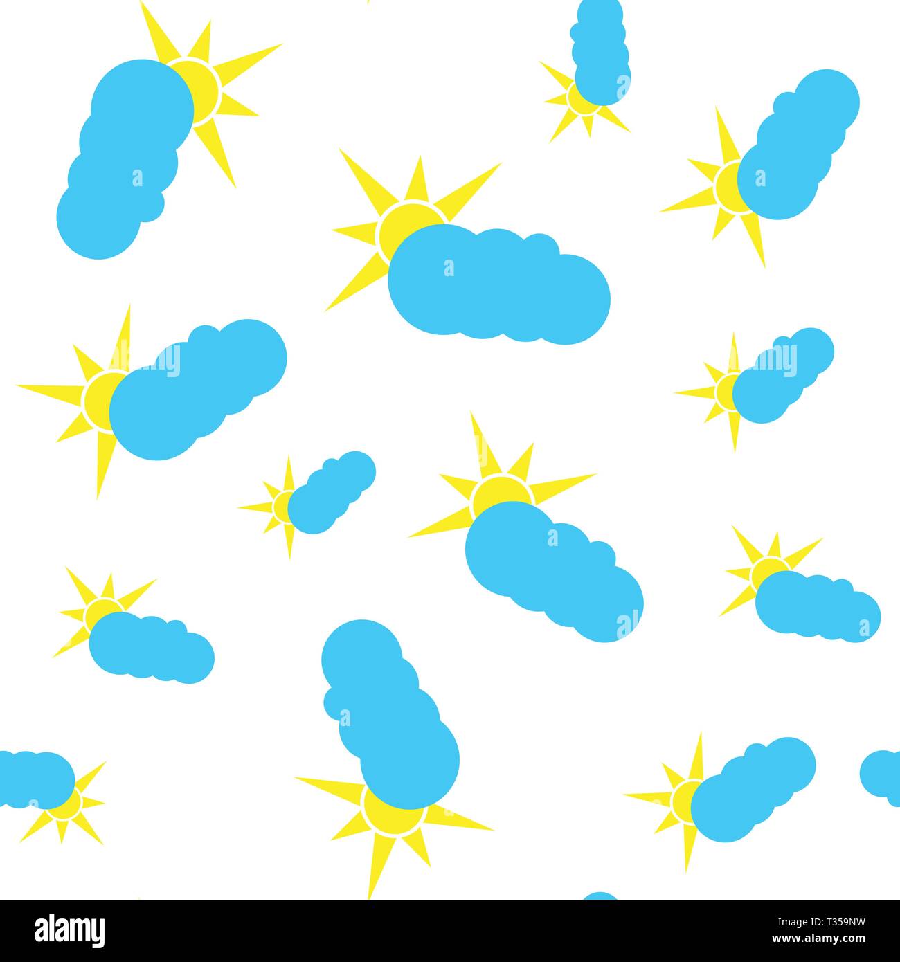 Illustrazione Vettoriale. Modello senza giunture sole e nuvole. Fustellato per il confezionamento di carta o carta da parati Illustrazione Vettoriale