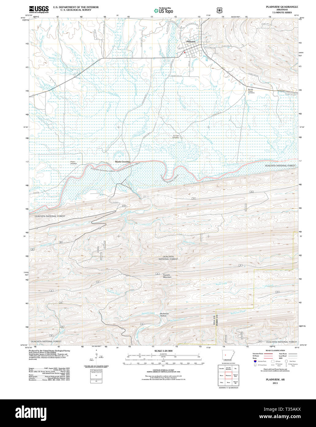 USGS TOPO Map Arkansas AR Plainview 20110713 TM il restauro Foto Stock