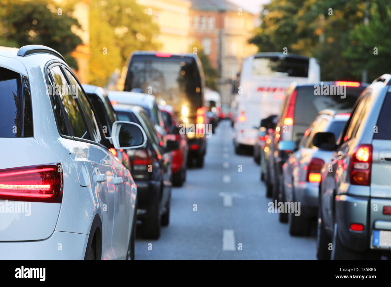 Inceppamento di traffico in Amburgo Foto Stock