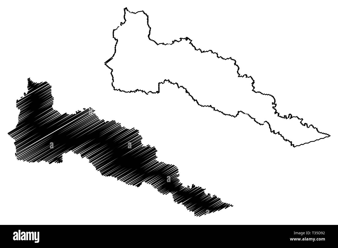 Dipartimento di Putumayo (Colombia, Repubblica di Colombia, dipartimenti della Colombia) mappa illustrazione vettoriale, scribble schizzo dipartimento di Putumayo mappa Illustrazione Vettoriale