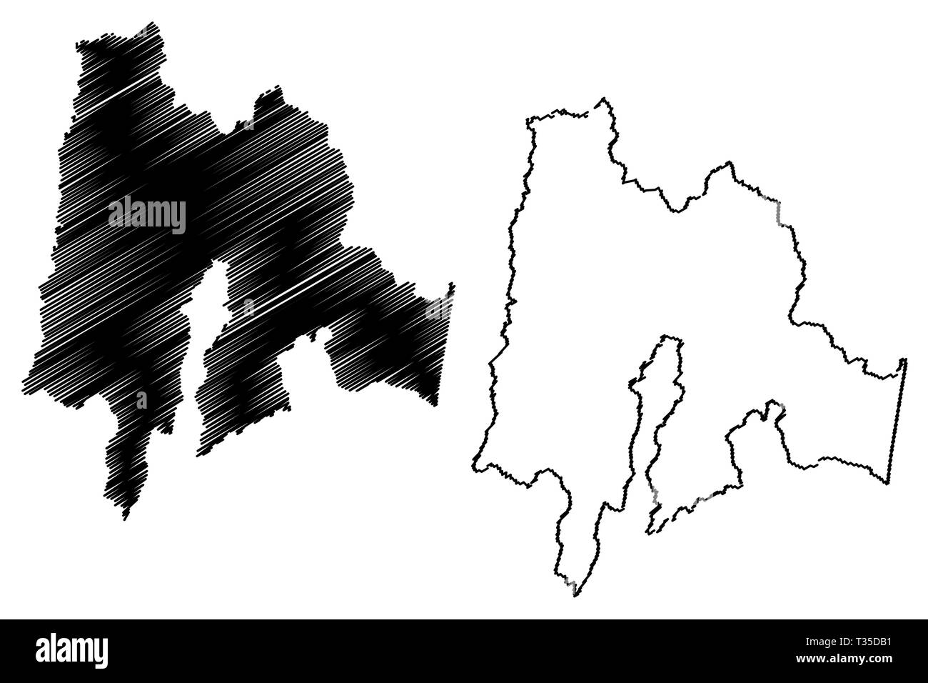 Cundinamarca Dipartimento (Colombia, Repubblica di Colombia, dipartimenti della Colombia) mappa illustrazione vettoriale, scribble schizzo dipartimento di Cundinamarca Illustrazione Vettoriale