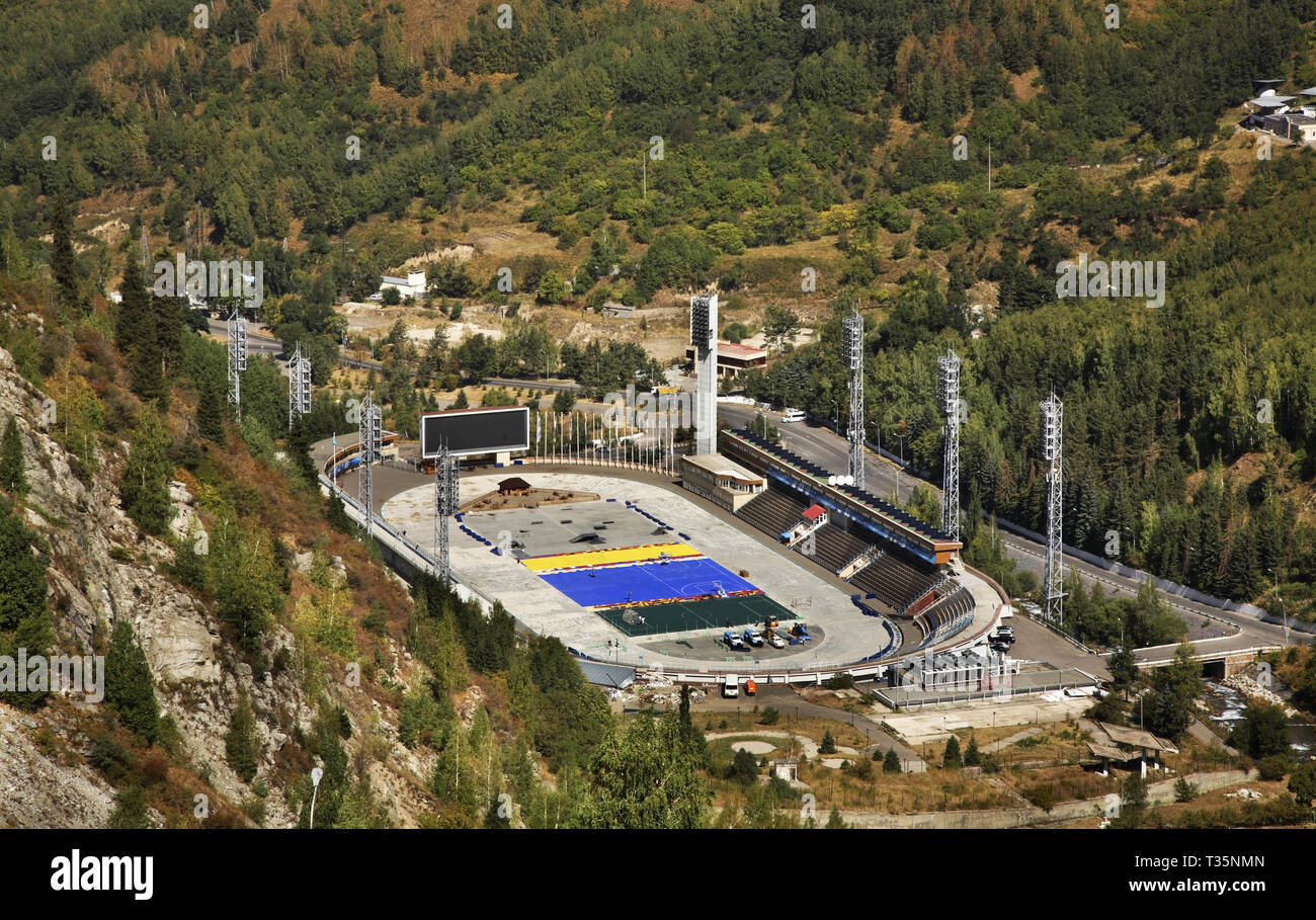 Stadio del ghiaccio in Medeu. Il Kazakistan Foto Stock