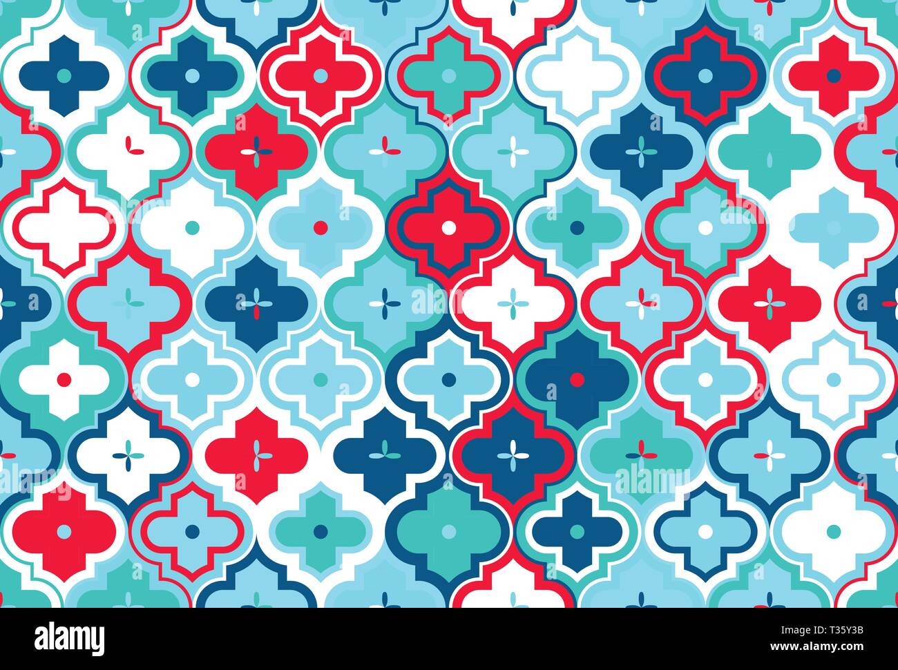 Quatrefoil marocchino Seamless Mosaico pattern vettore Ogee Illustrazione Vettoriale