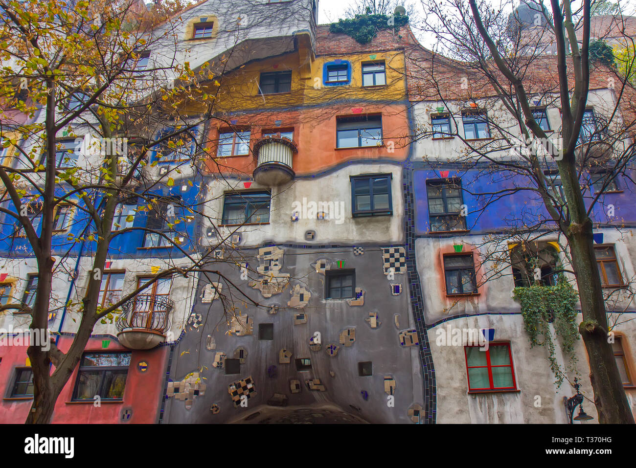 Casa Hundertwasser a Vienna Austria - Architettura moderna Foto Stock