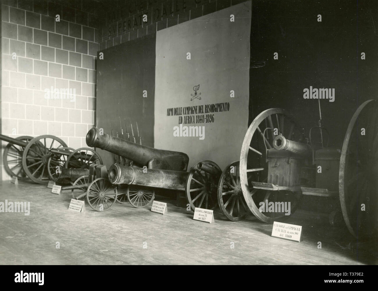 I cannoni utilizzati nelle guerre risorgimentali e campains africani, Italia Foto Stock