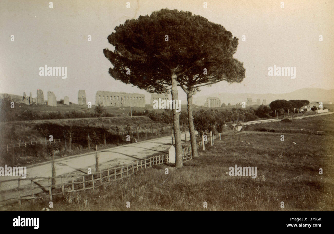 Vista della Via Appia, Roma, Italia 1890 Foto Stock