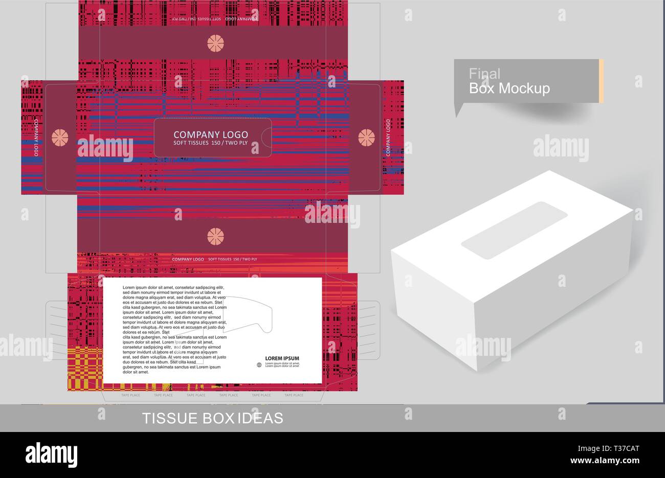 Tessuto astratto box concetto, modello per lo scopo aziendale, posizionare il vostro testo e logo e pronto per la stampa Illustrazione Vettoriale