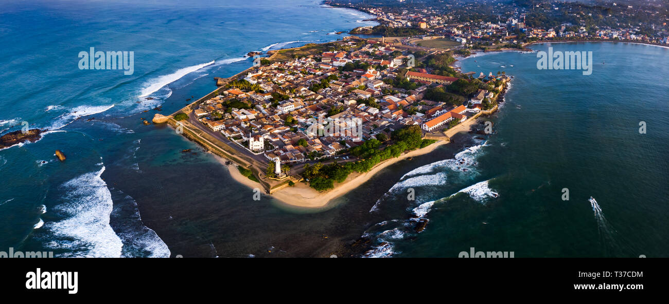 Galle Fort olandese dall'acqua in Sri Lanka panoramica vista aerea Foto Stock
