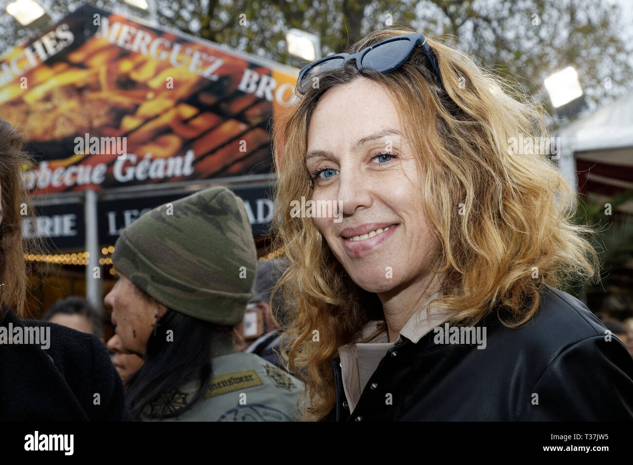 Parigi, Francia, 5 Aprile 2019.Manuela Marsolle assiste l inaugurazione della fiera di Trone fino 2019 presso il prato di Reuilly il 5 aprile 2019 a Parigi Foto Stock