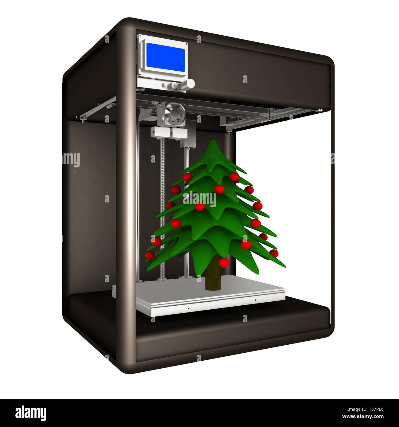 Stampante 3d durante il lavoro su un albero di Natale. 3d illustrazione  Foto stock - Alamy
