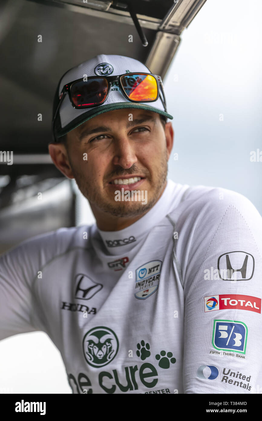 Birmingham, Alabama, Stati Uniti d'America. 6 apr, 2019. GRAHAM RAHAL (15) degli Stati Uniti si prepara a qualificarsi per la Honda Indy Grand Prix of Alabama al Barber Motorsports Park di Birmingham, Alabama. (Credito Immagine: © Walter G Arce Sr Asp Inc/ASP) Foto Stock