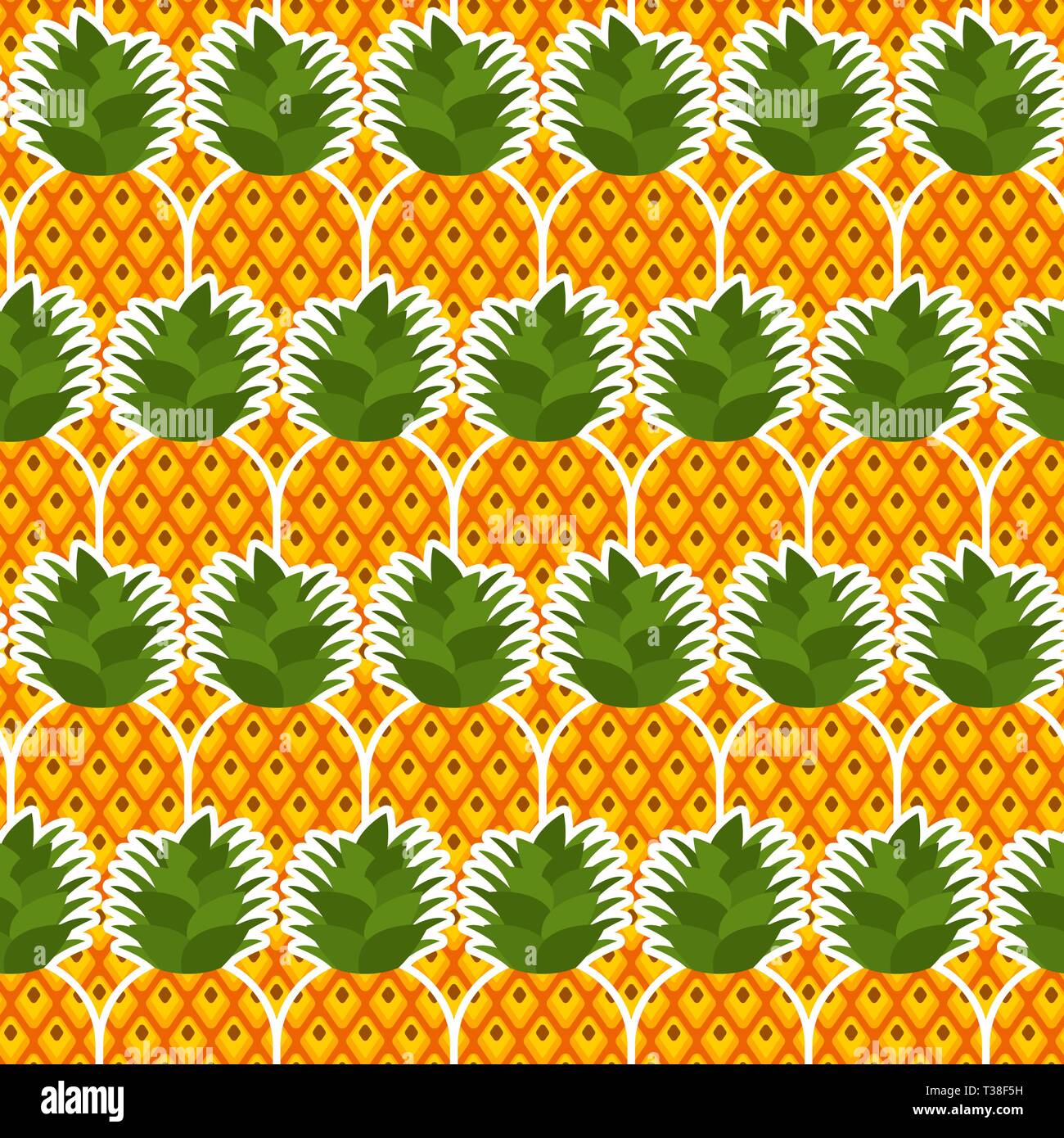 Modello di ananas seamless. ananassi sfondo. Frutti texture. Stile Cartoon ornamento del vettore Illustrazione Vettoriale