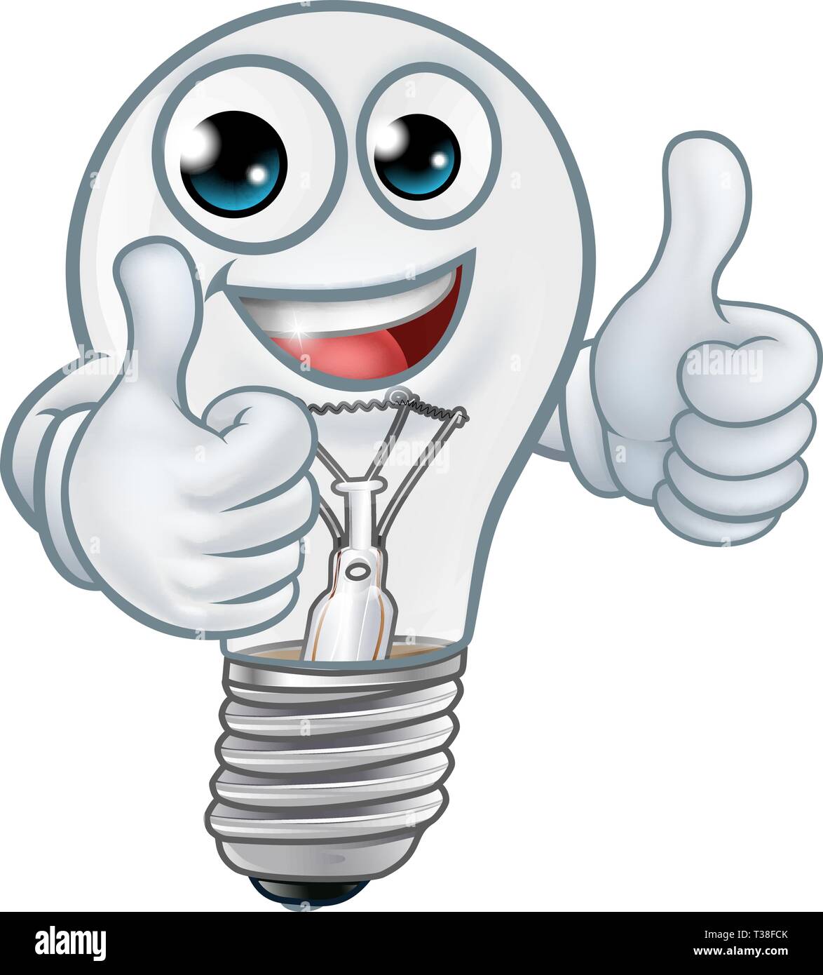 Lampadina della luce dei cartoni animati di mascotte di lampadine Illustrazione Vettoriale