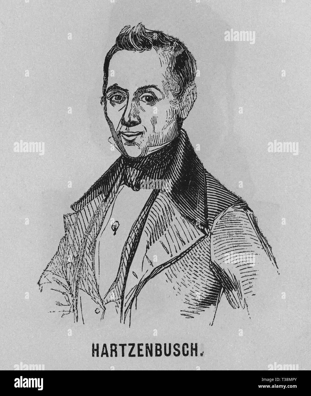 JUAN EUGENIO HARTZEMBUCH(1806/80)DRAMATURGO ROMANTICO ESPAÑOL. Posizione: Biblioteca Nacional-COLECCION. MADRID. Foto Stock