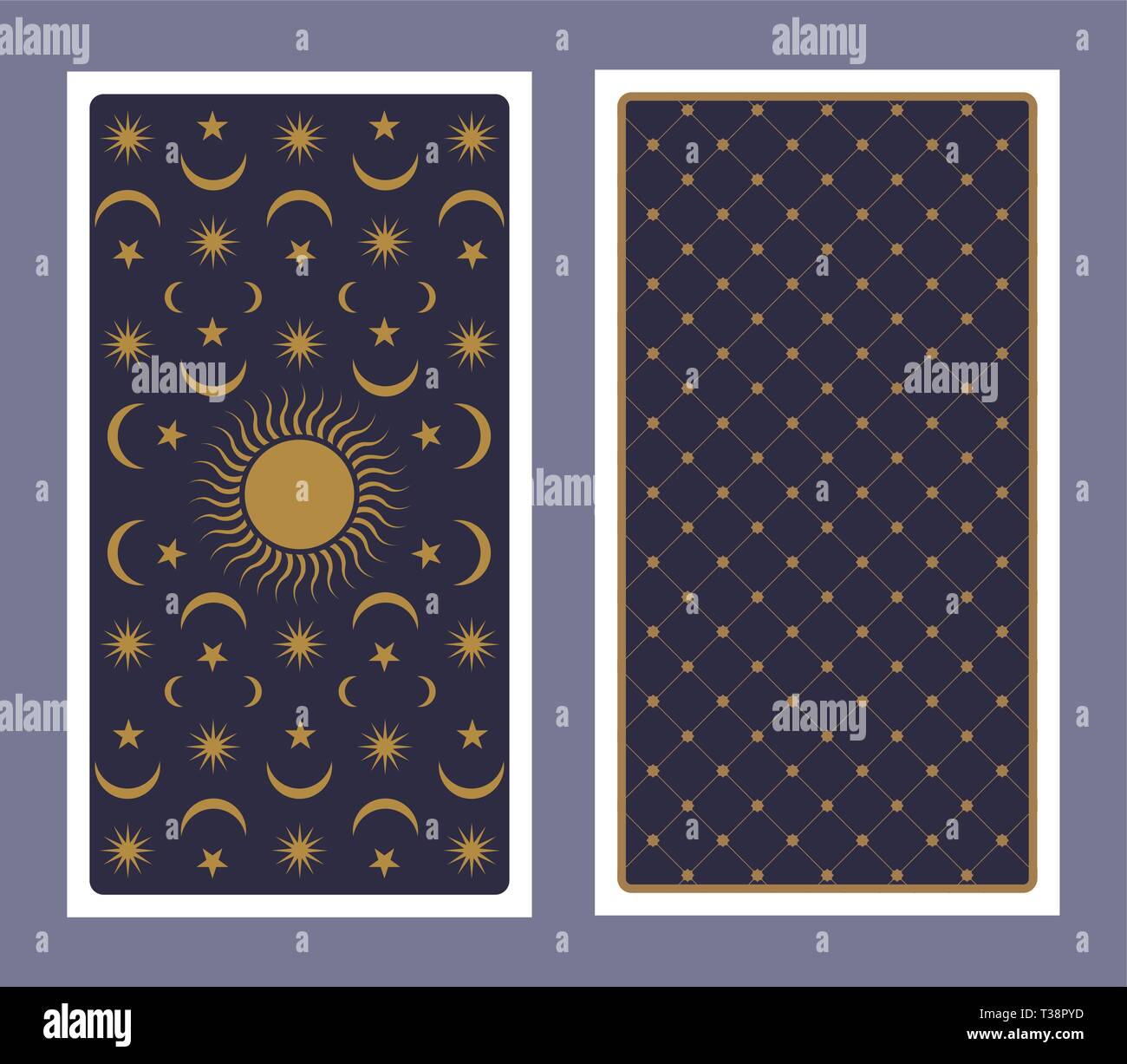 Retro della carta dei Tarocchi decorate con stelle, sole e luna Immagine e  Vettoriale - Alamy