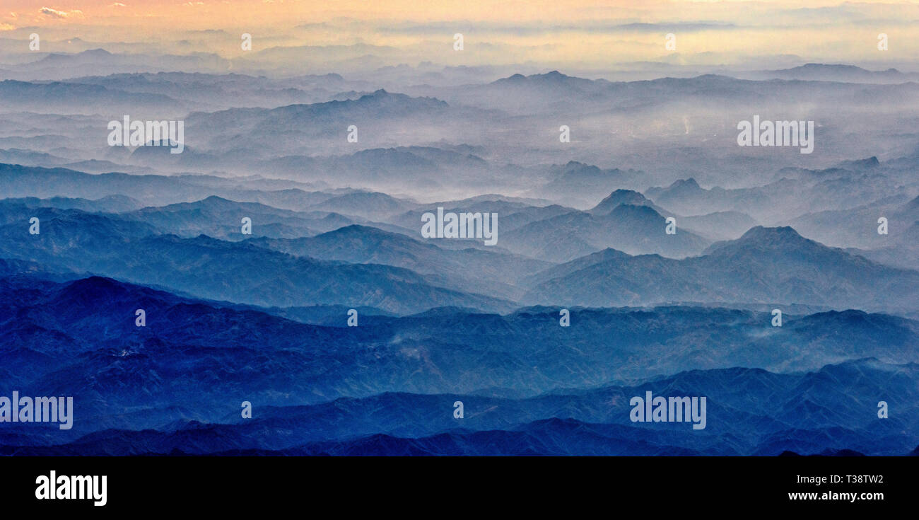 Vista aerea della montagna, Asia del Sud Foto Stock