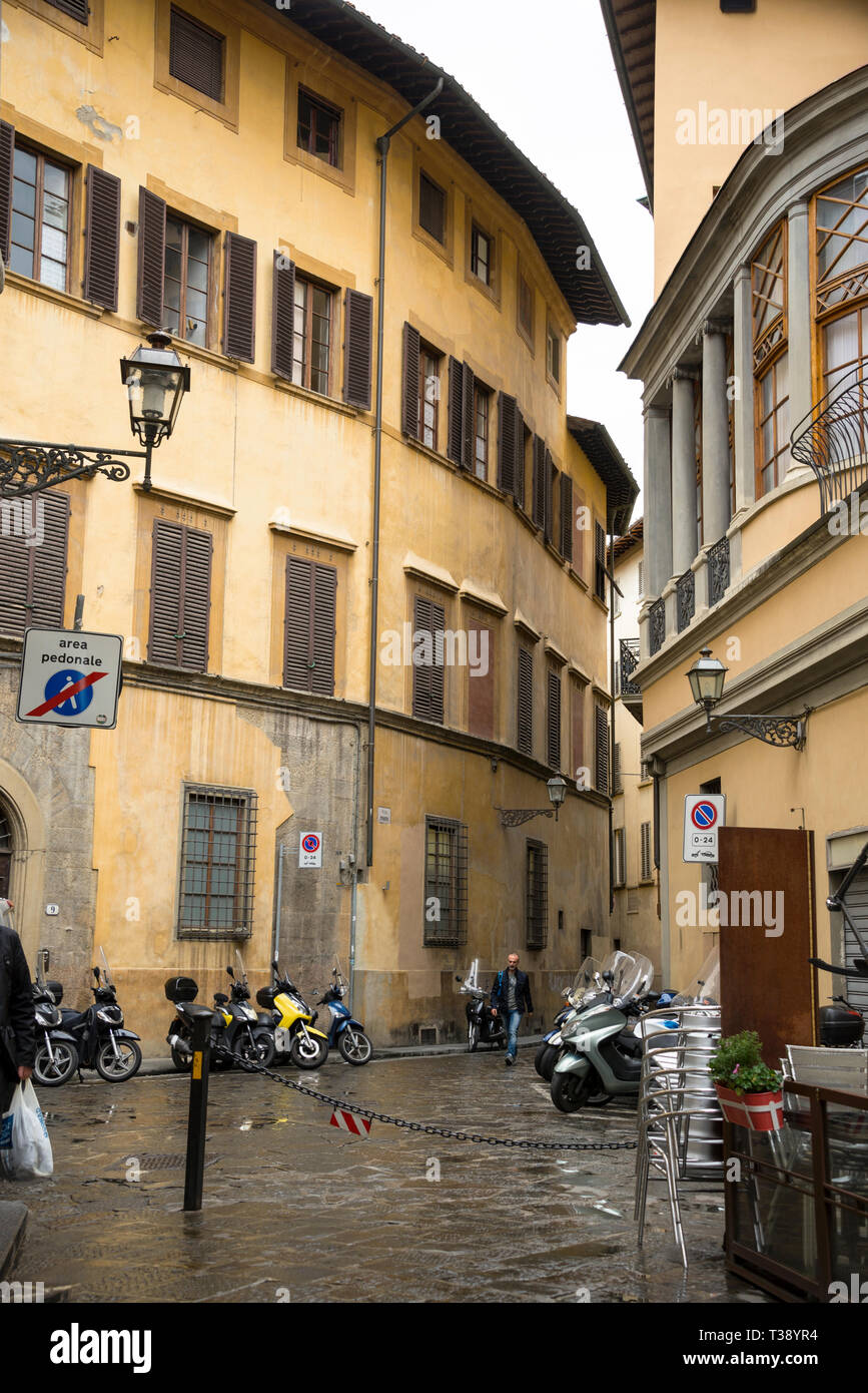 Facciate rinascimentali curve a Firenze, Italia. Foto Stock