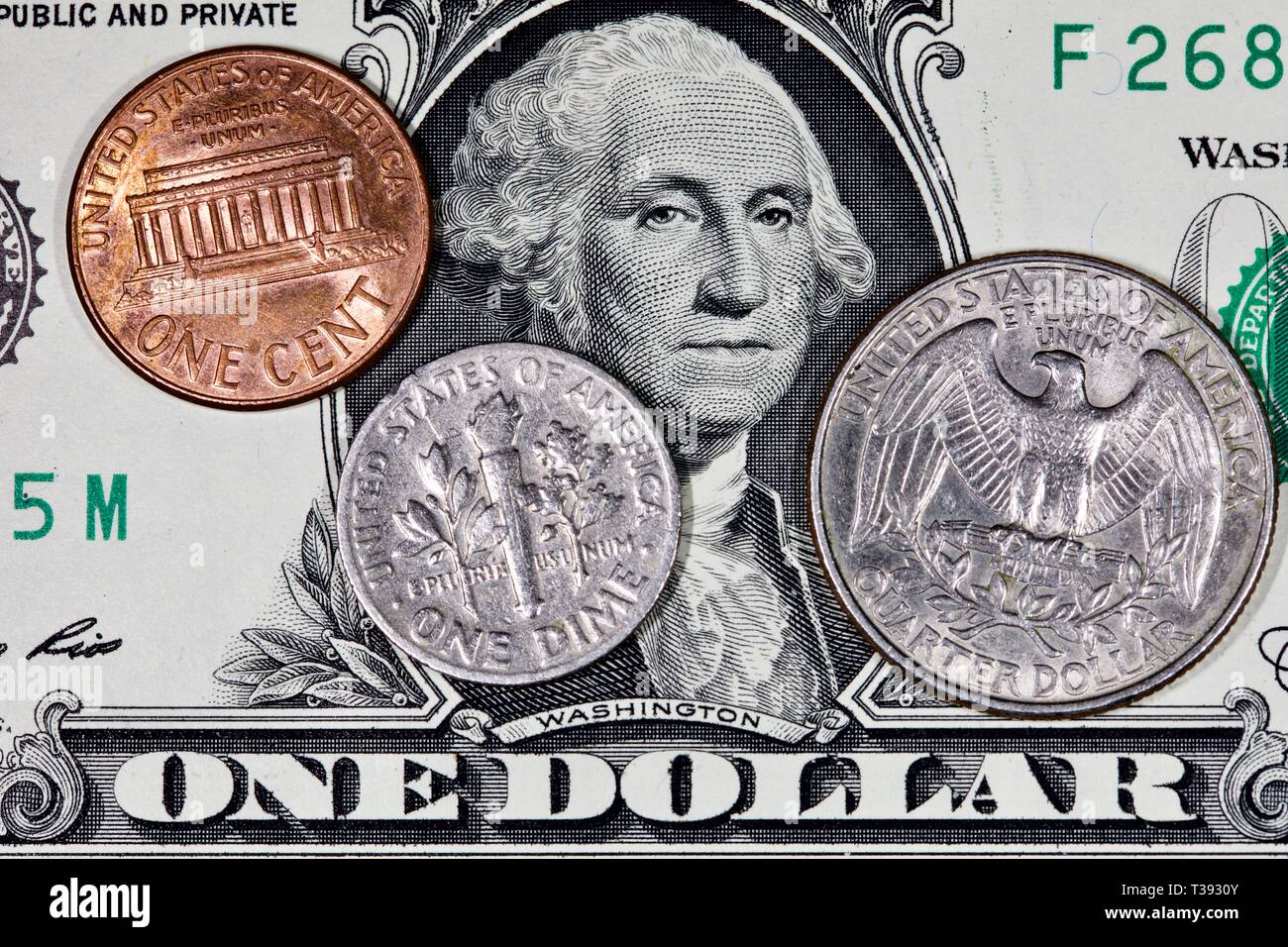 American monete su un dollaro Foto Stock