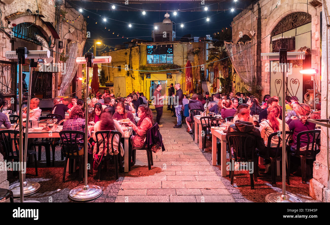 Tel Aviv, Israele - 28 Marzo 2019: Dr Shakshuka, migliori caffetterie e ristoranti della città vecchia Jaffa, Tel Aviv, Israele Foto Stock