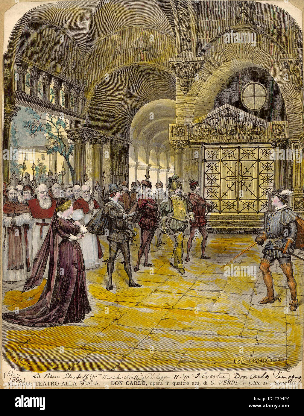 Don Carlos, illustrazione di Don Carlos opera composta da Giuseppe Verdi atto IV e V nella versione originale, Don Carlos, a cinque-act grand opera composta da Giuseppe Verdi Foto Stock