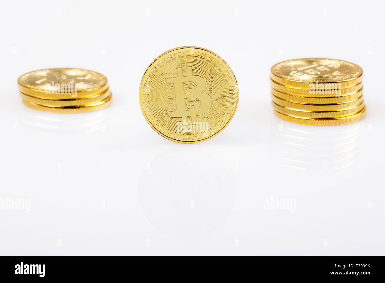 Bitcoins dorato Foto Stock