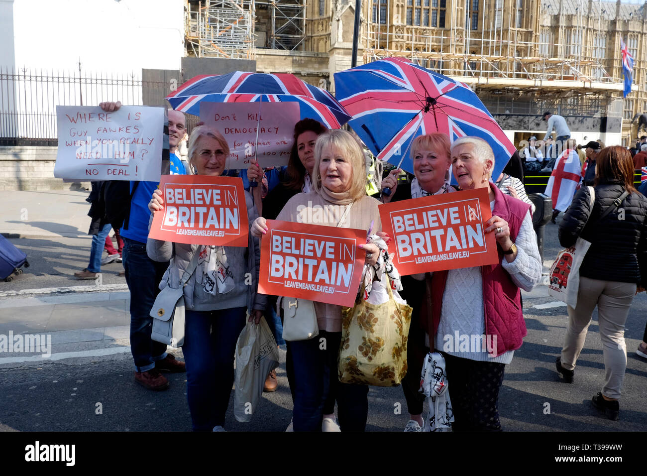 Pro brexit manifestanti nel centro di Londra, Regno Unito Foto Stock