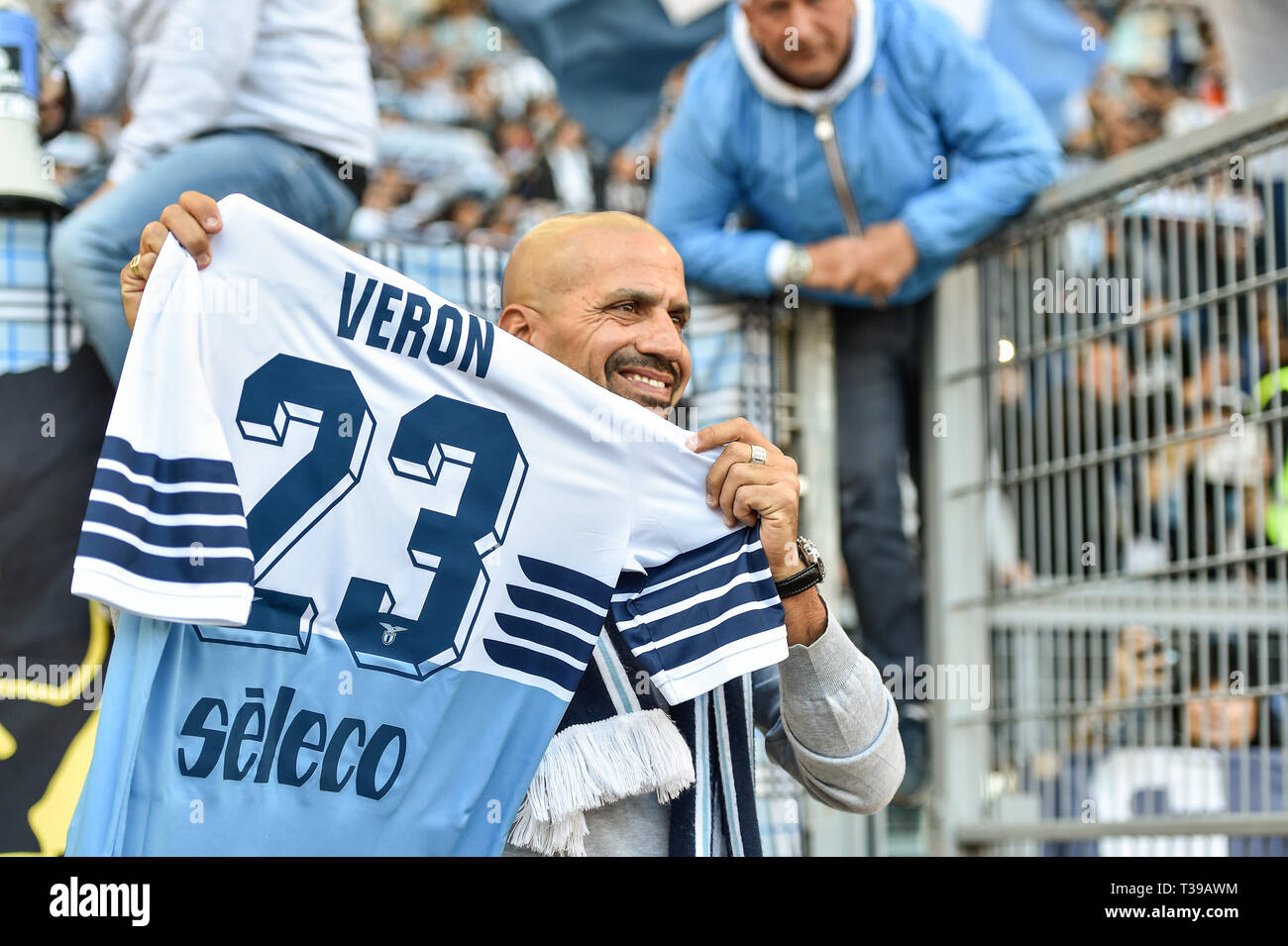 SS Lazio ex giocatore Juan Sebastian Veron durante la Serie A match tra SS Lazio e Sassuolo presso lo Stadio Olimpico di Roma il 7 aprile 2019. Foto Stock