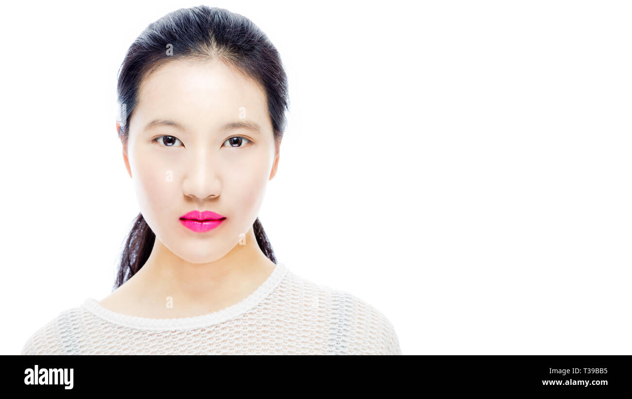 Ritratto di bellezza di Asian teenage high school girl con copia spazio, skincare concept Foto Stock
