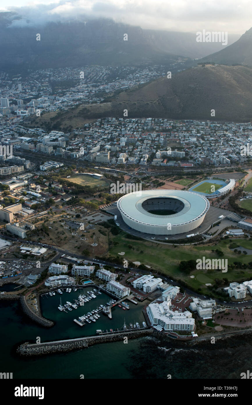 Cape Town, Sud Africa. Il 31 marzo 2019. Ariel Vista del Greenpoint Stadium Foto Stock