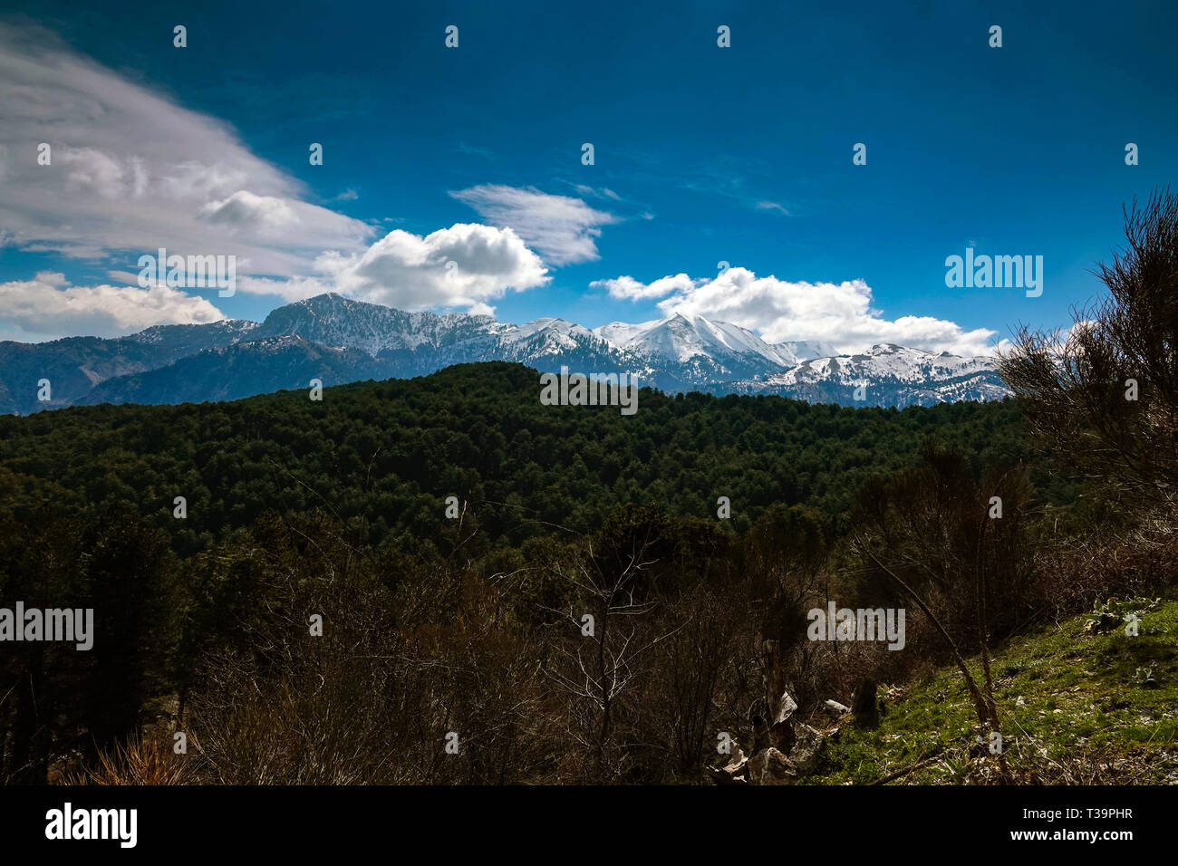 La neve sul monte Taygetus, molla, primavera, Peleponnese, Grecia, greco Foto Stock