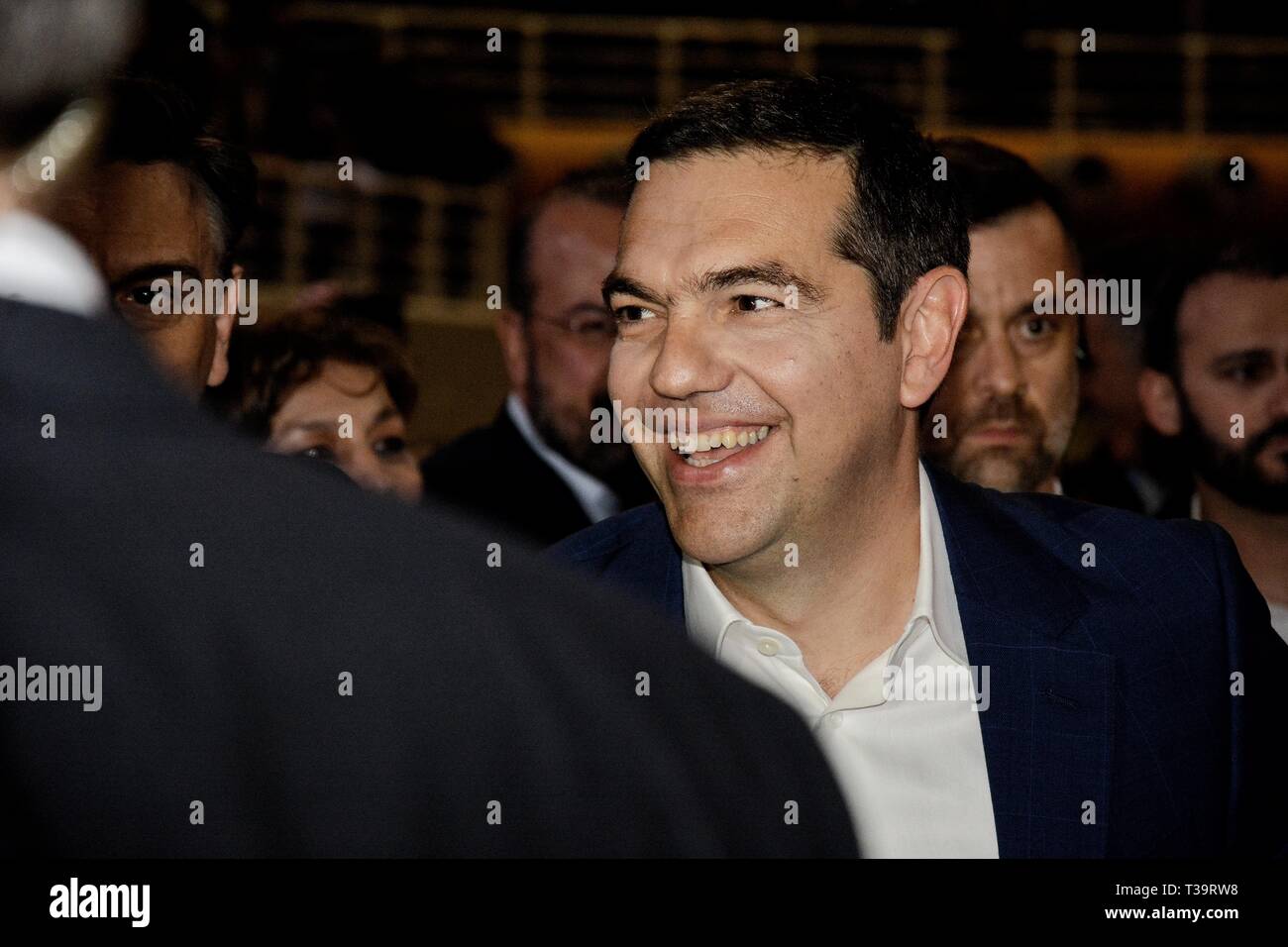 Il primo ministro e presidente in carica del SYRIZA Alexis Tsipras visto durante la conferenza panellenica di SYRIZA partito politico in Galatsi Atene. Foto Stock
