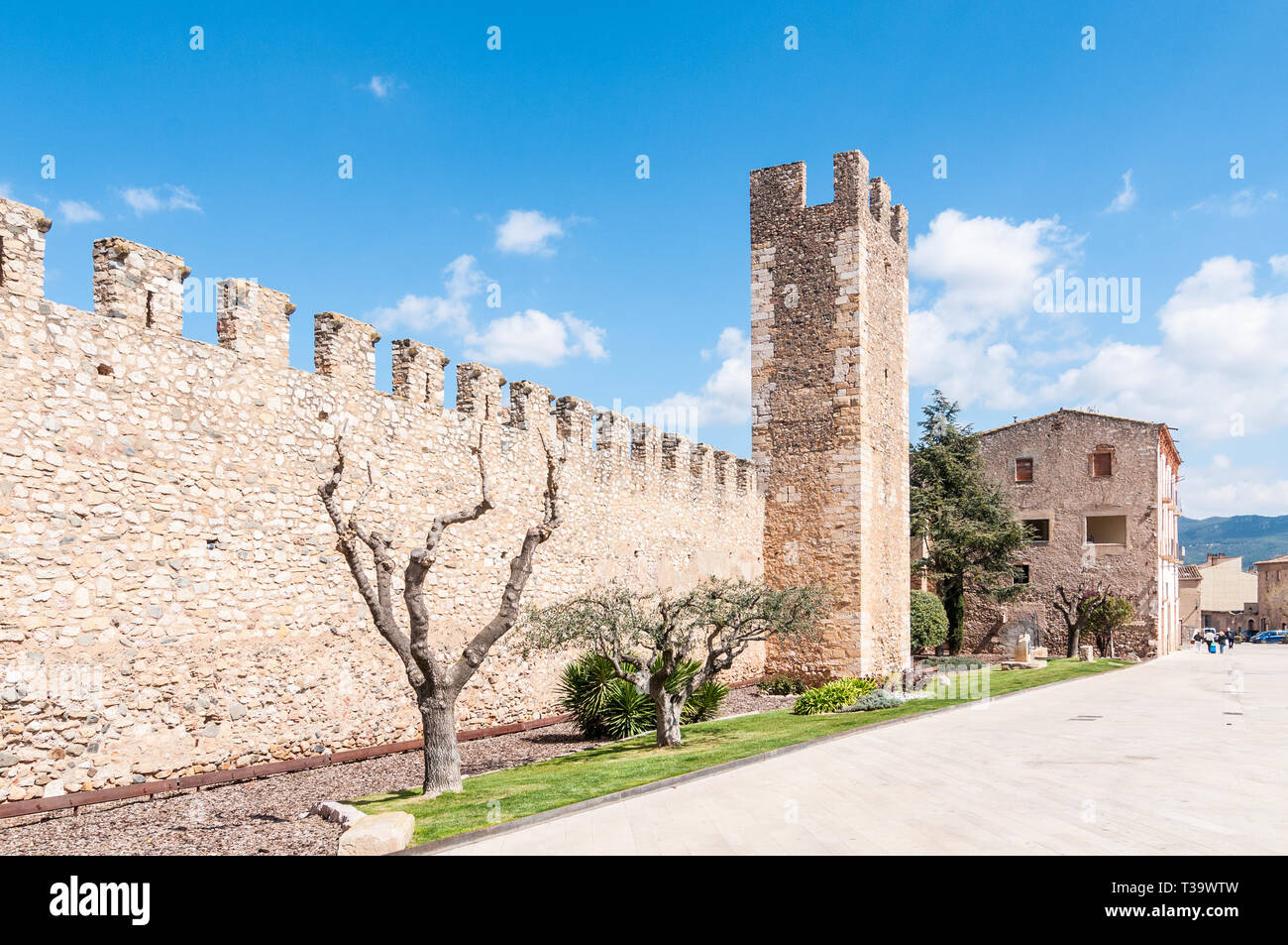 Muraglia difensiva, Montblanc, Catalogna, Spagna Foto Stock