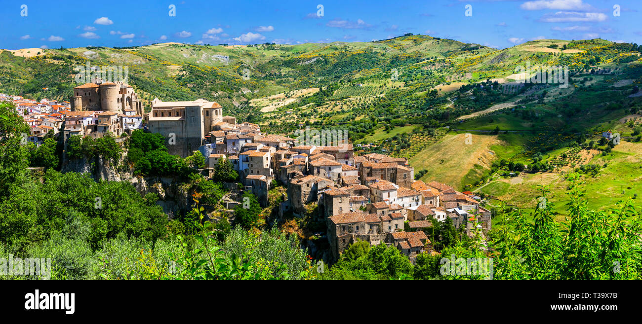 Bella Oriolo Calabro village,vista panoramica,Calabria,Italia Foto Stock