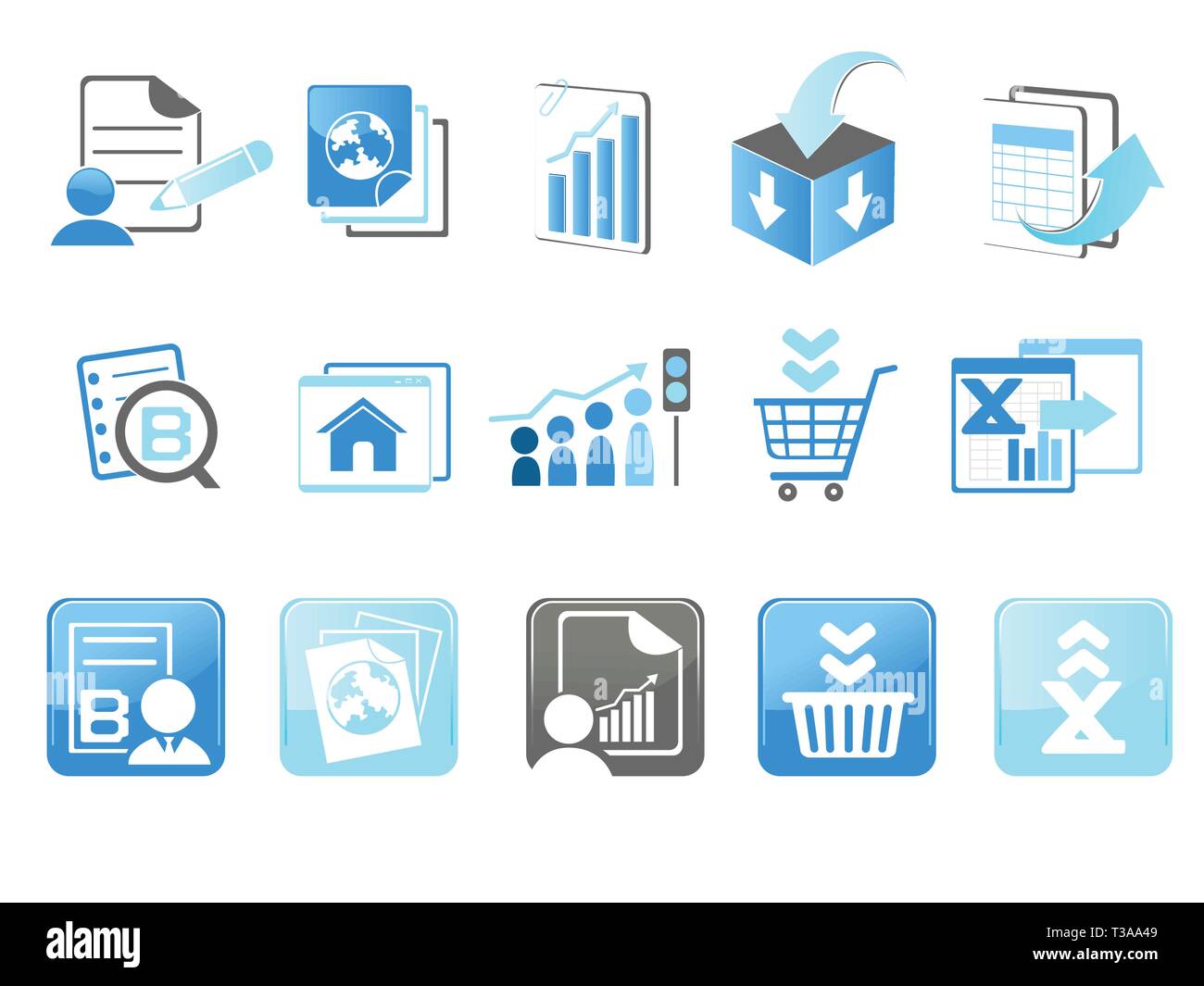 Una illustrazione vettoriale di Business tecnologia Internet le icone dei siti Web Illustrazione Vettoriale