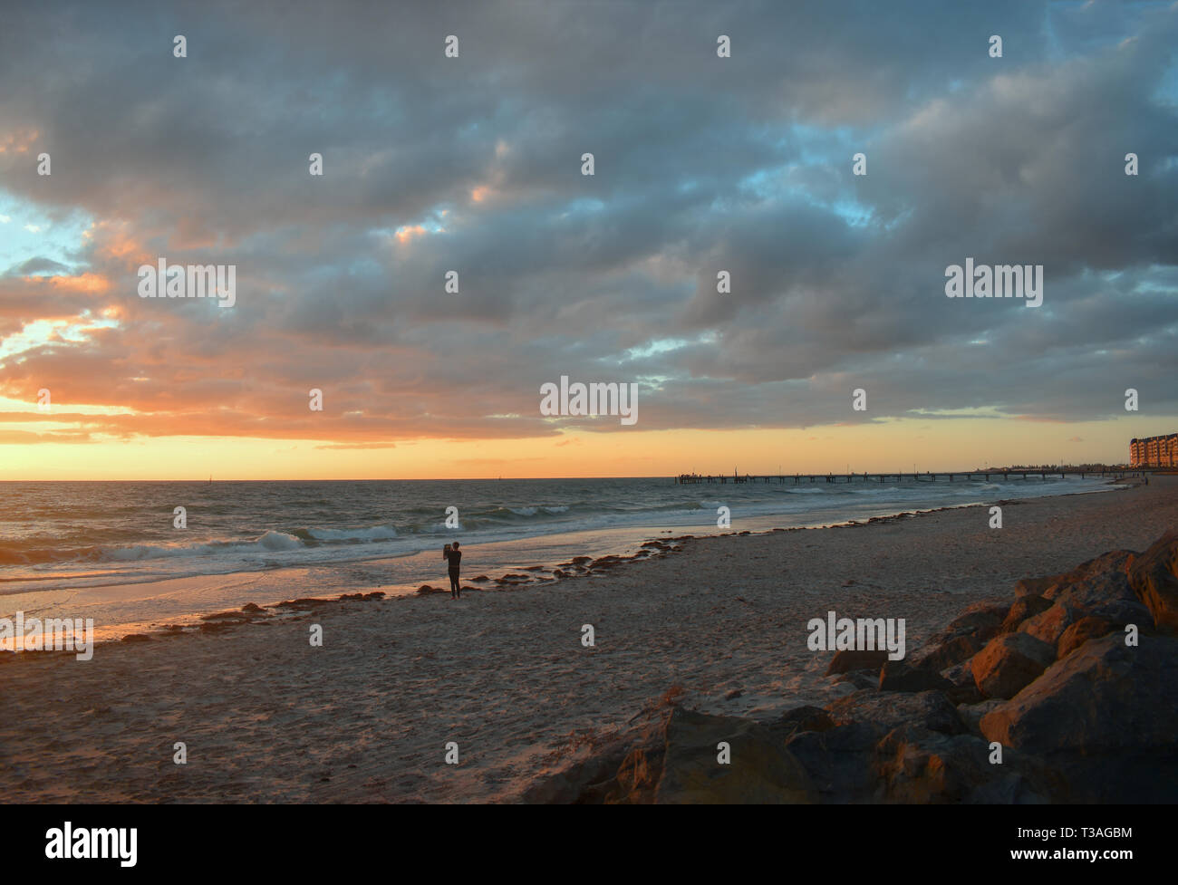 Spiaggia di Glenelg, Sud Australia Foto Stock