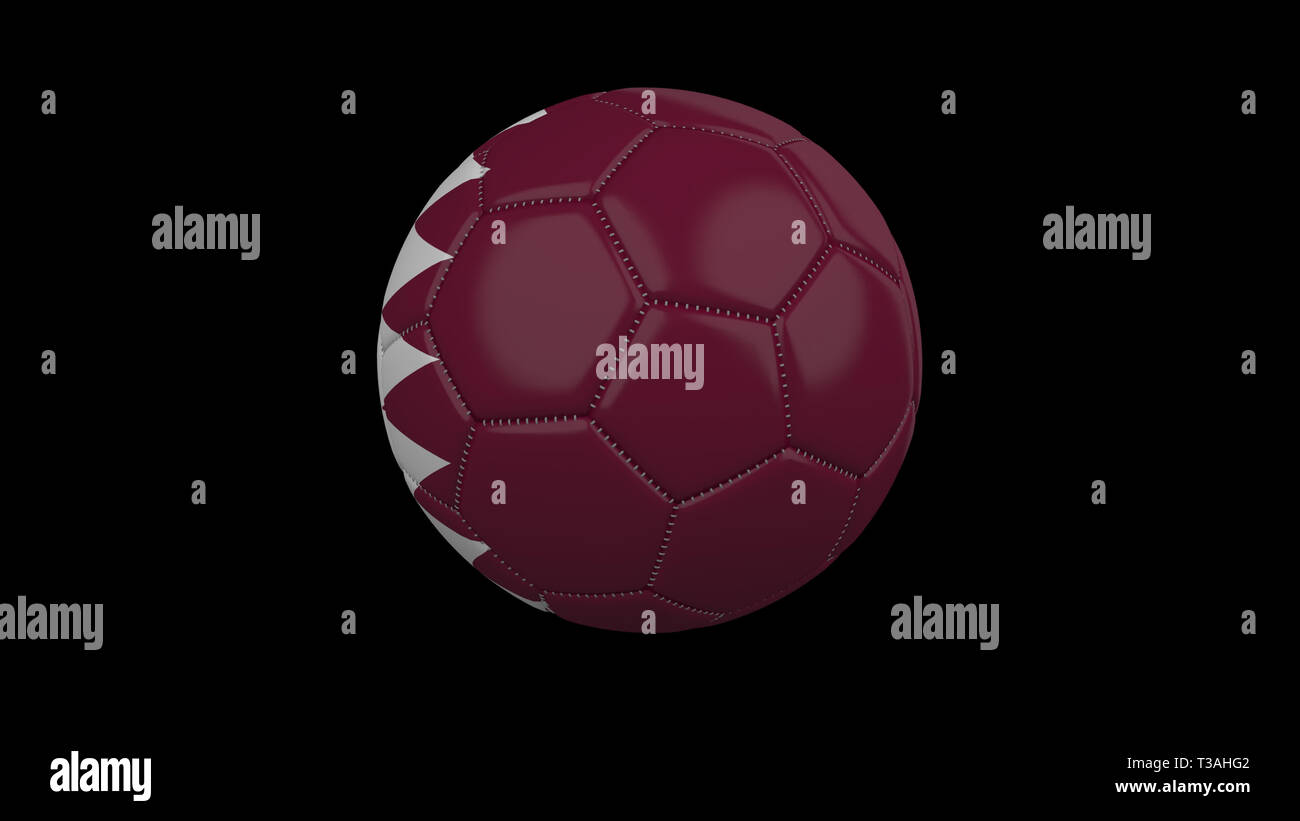 Pallone da calcio con la bandiera del Qatar colori , il rendering 3D Foto Stock