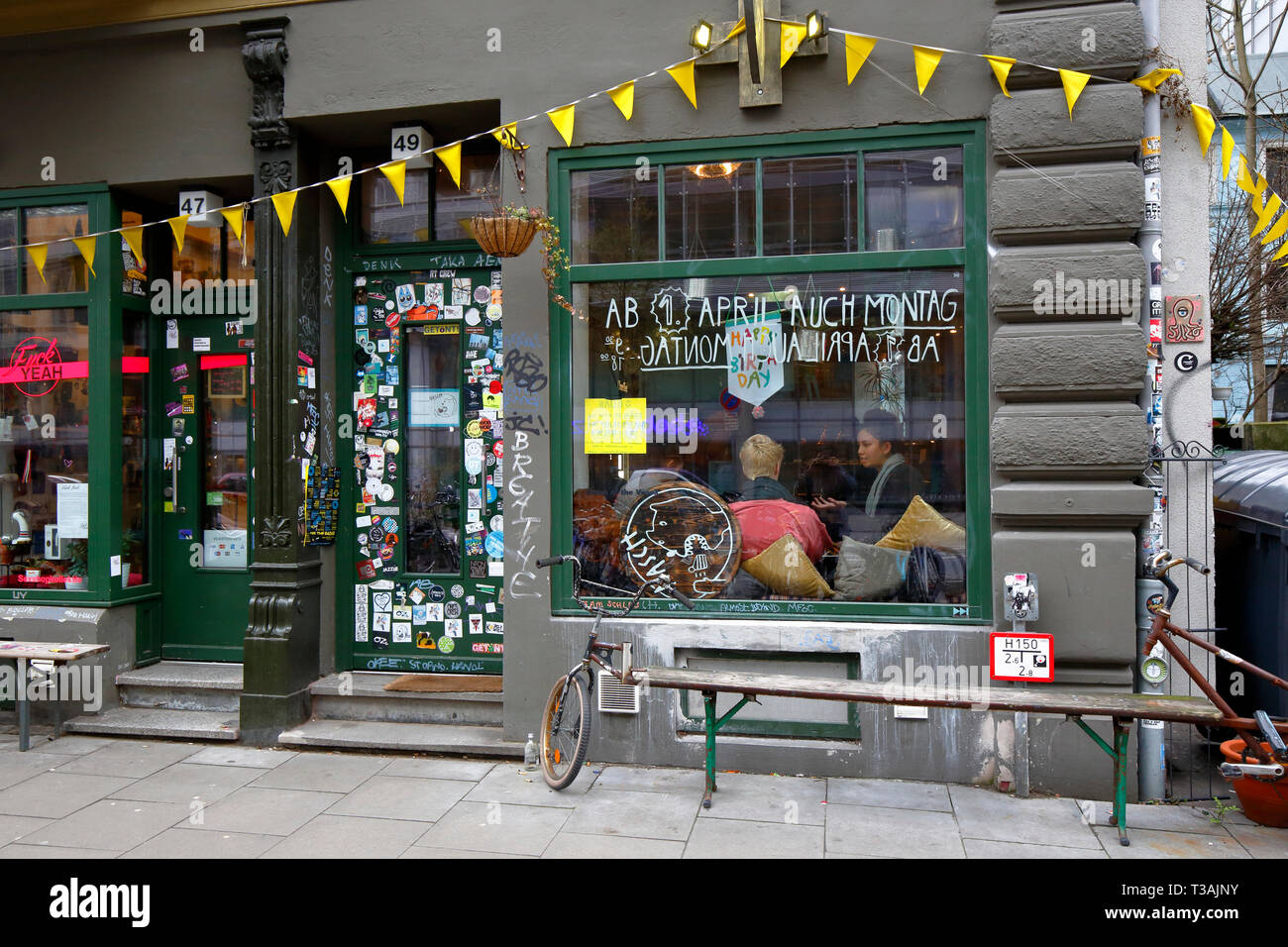 Nasch, Caffamacherreihe 49, Amburgo, Germania. esterno di un gustoso vegan cafe in Hamburg-Neustadt Foto Stock